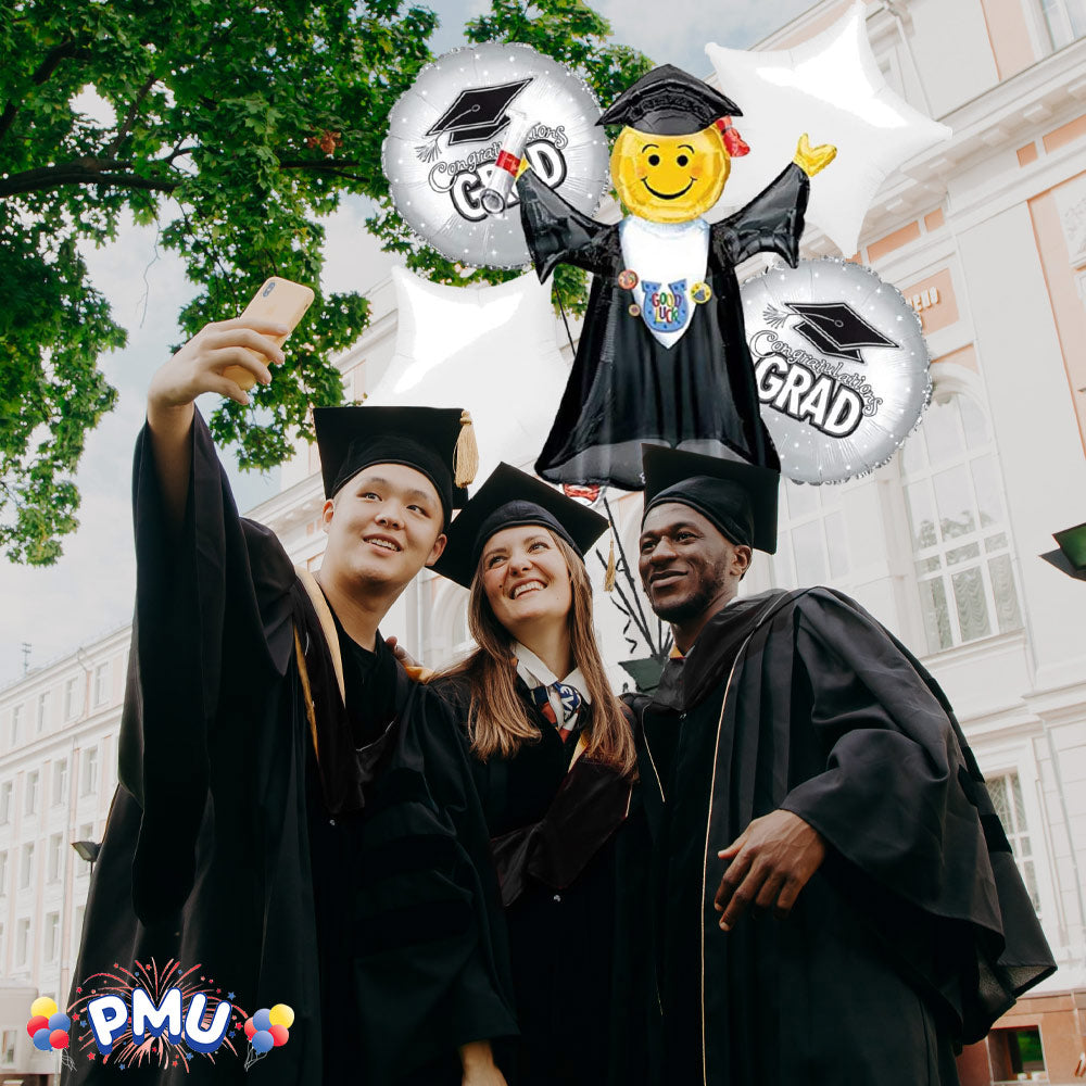 PMU Graduation Jumping Smiley Grad Balloon Bouquet (5/Pkg) Pkg/1