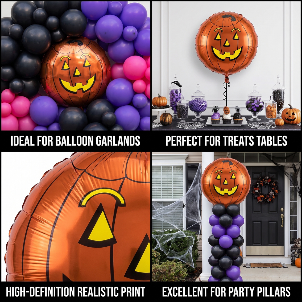 PMU Halloween Mylar Foil Balloons for Halloween Party Decorations, Haunted House, Photo Booth & Spooky Celebrations