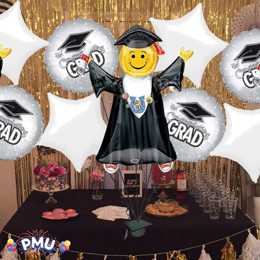 PMU Graduation Jumping Smiley Grad Balloon Bouquet (5/Pkg) Pkg/1