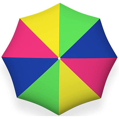 PMU Beach Umbrella 6 feet Opens to 72 inches Multicolor Beach Parasol and Outdoor Sun Protection Polyester