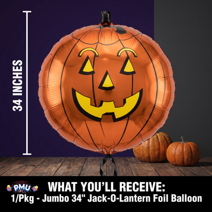 PMU Halloween 34 Inch Jack-O-Lantern Design Mylar-Foil Balloon