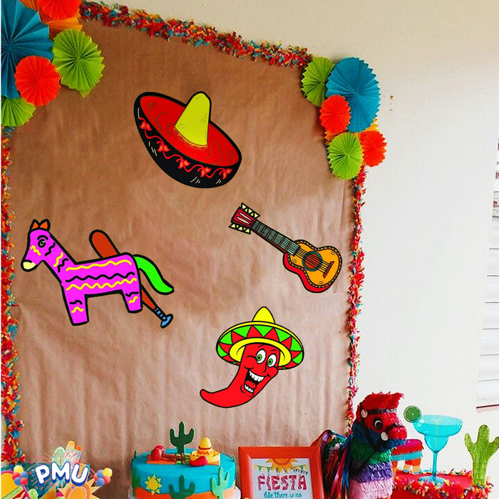 PMU Cinco de Mayo Cut Out Decorations & Mexican Themed Photo Booth Prop Set