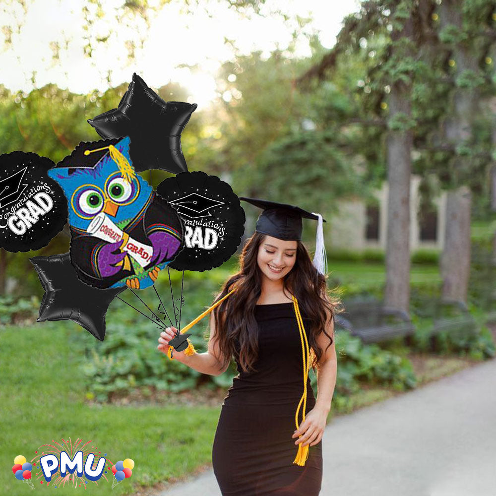 PMU Graduation Jumping Smiley Grad Balloon Bouquet (5/Pkg) Pkg/1