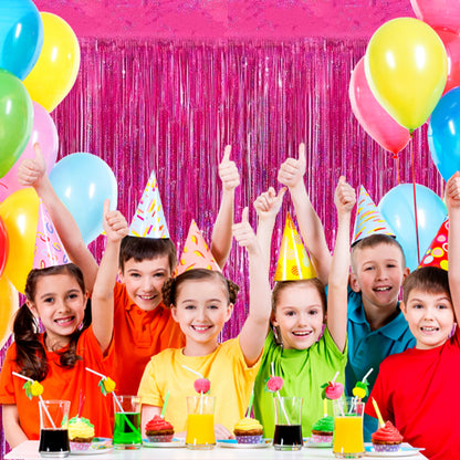 PMU Metallic Fringe Curtains | Metallic Foil Fringe Backdrop Curtains | Fringe Backdrop for Graduation, Birthday Party Decorations, Baby Shower, Disco Party |3ft x 8ft