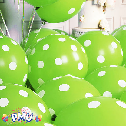 PMU Polka Dot Balloons PartyTex 11 Inch with All-Over Print White Dots