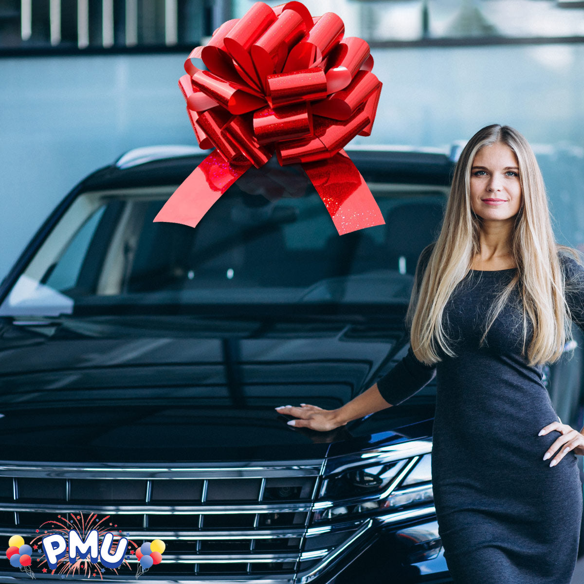 PMU Giant Car Bow, Big Gift Wrapping Bow for Large Gifts, Decorations, Giant Indoor/Outdoor Bow Pkg/1