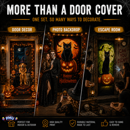 PMU 3 Pcs Halloween Door Cover, High-Definition Door Cover Halloween Decor