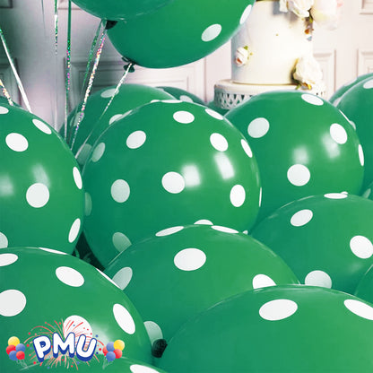 PMU Polka Dot Balloons PartyTex 11 Inch with All-Over Print White Dots