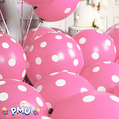 PMU Polka Dot Balloons PartyTex 11 Inch with All-Over Print White Dots