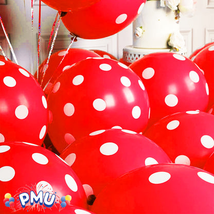 PMU Polka Dot Balloons PartyTex 11 Inch with All-Over Print White Dots