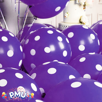 PMU Polka Dot Balloons PartyTex 11 Inch with All-Over Print White Dots