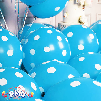 PMU Polka Dot Balloons PartyTex 11 Inch with All-Over Print White Dots