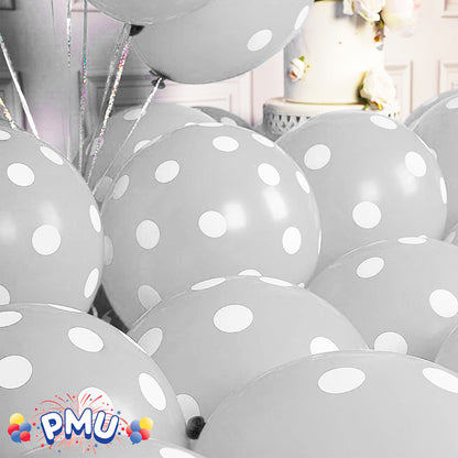 PMU Polka Dot Balloons PartyTex 11 Inch with All-Over Print White Dots
