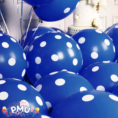 PMU Polka Dot Balloons PartyTex 11 Inch with All-Over Print White Dots