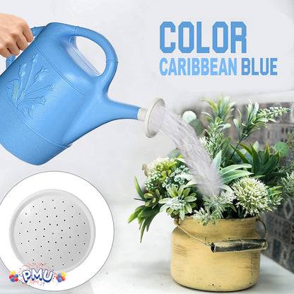 PMU 2 Gallon Watering Can - Garden Watering Can for Indoor & Outdoor Plants - Plastic Water Can with Detachable Sprinkler Head - Large Water Pot, Made in USA
