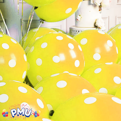 PMU Polka Dot Balloons PartyTex 11 Inch with All-Over Print White Dots