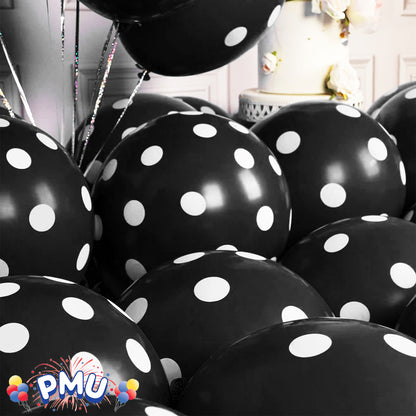 PMU Polka Dot Balloons PartyTex 11 Inch with All-Over Print White Dots