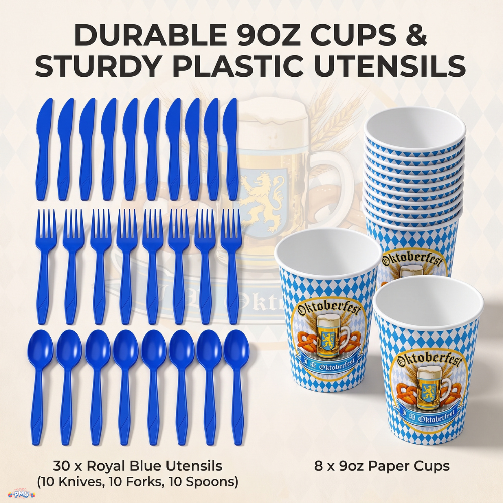 Oktoberfest Party Supplies Set Tableware Favors 138 Pcs for 8 Guests