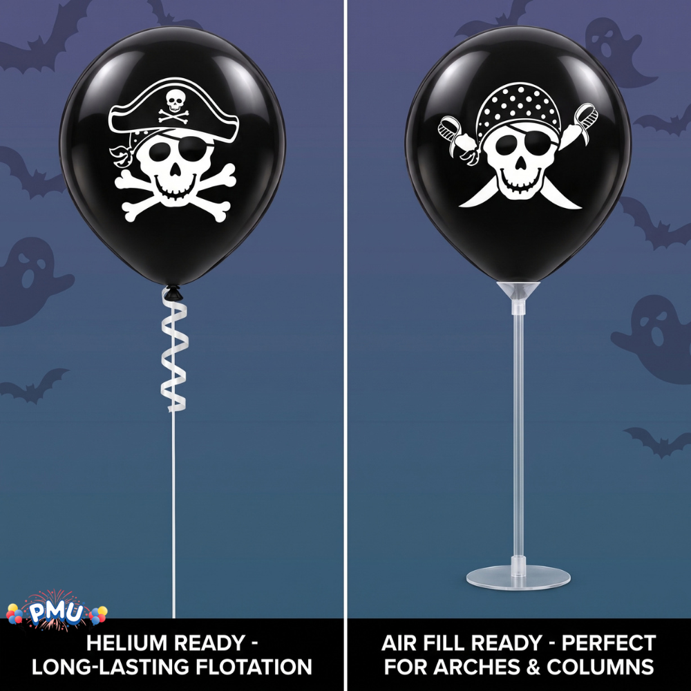 PMU Halloween Balloons - Small Latex Balloons for Halloween Ghost Theme & Birthday Parties, Trick-or-Treat, Party Favors & Decoration Supplies - 11 Inch