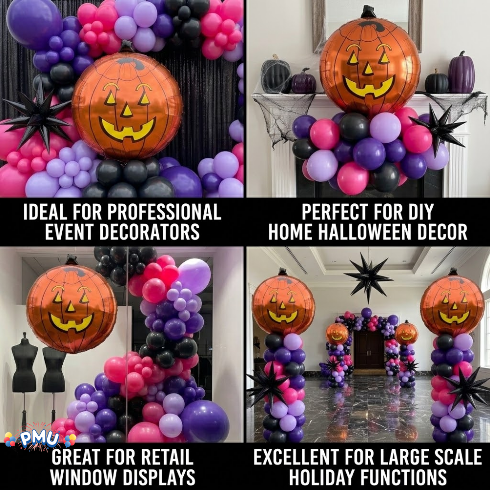 PMU Halloween Foil Balloons 18 Inch, Fun Mylar Balloons for Halloween Party Décor