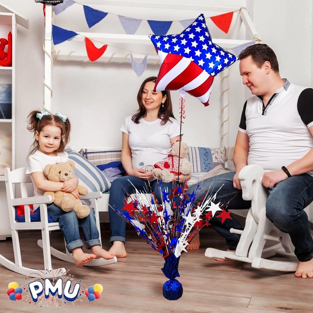 PMU Starburst Balloon Centerpiece - Beautiful Table Centerpieces for Memorial Day, Birthdays, Halloween, Veterans Day Party & Independence Day Celebration - 15in / 7.34cm