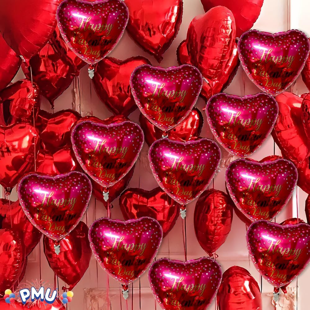 PMU Happy Valentine's Day 18 Inch Hearts Mylar-Foil Balloon