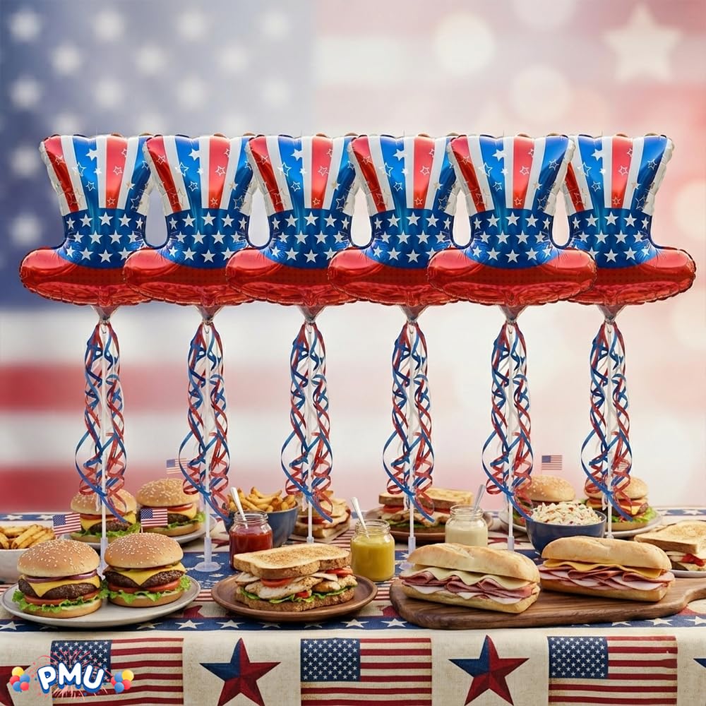 PMU 9 inch Pre-Inflated Emoji and Patriotic Balloons with Stick