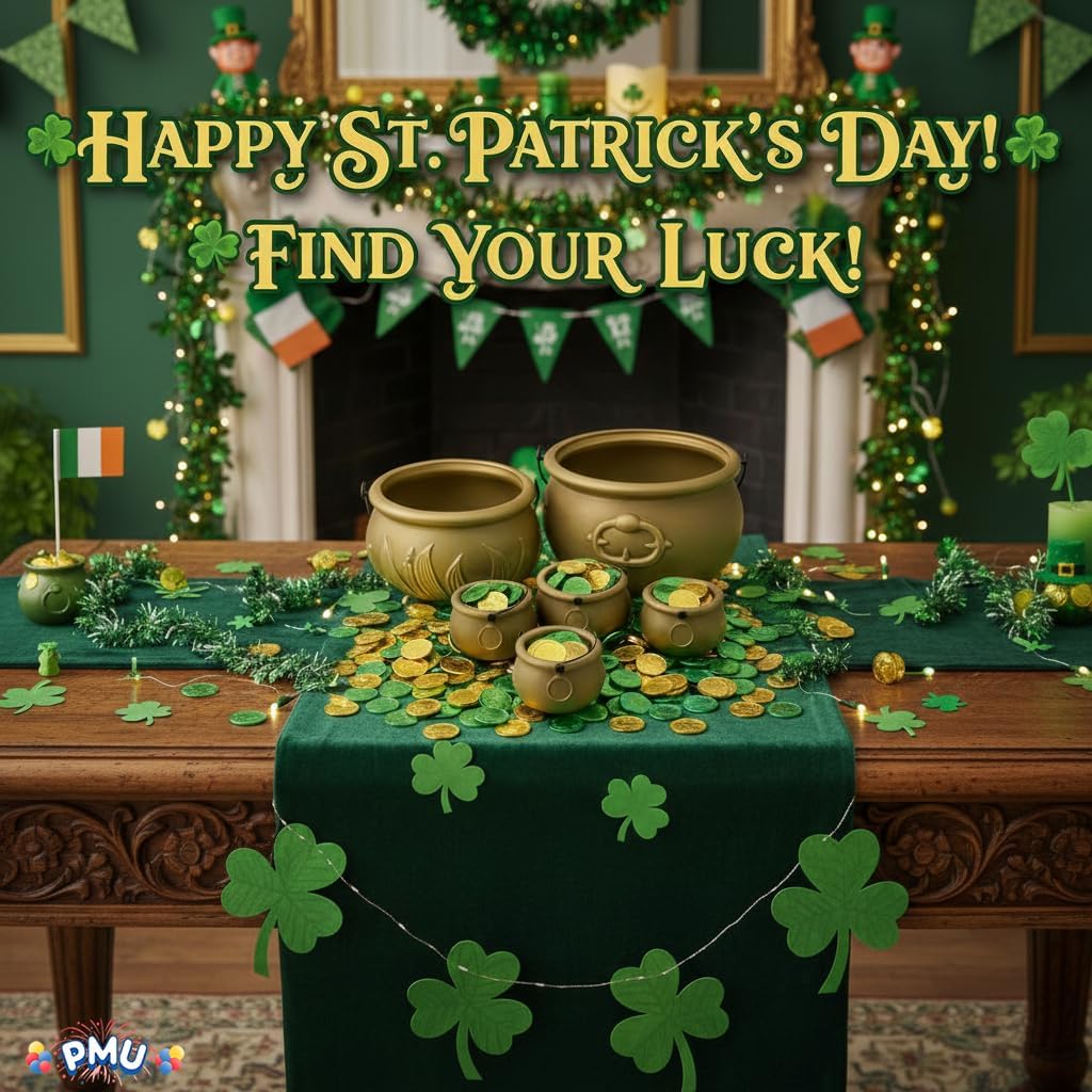 PMU St. Patrick's Day Pot of Cauldrons For St. Patrick's Day Leprechaun & Mardi Gras Party Decoration Supply Accessory