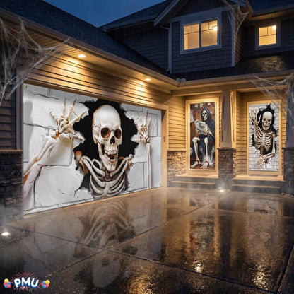 PMU 7 Set Halloween Garage Door Cover Set, 16x7ft, Window & Door Décor