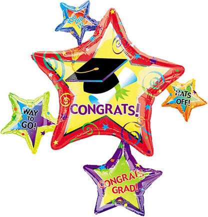 PMU Graduation Congrats Grad Star Shape 30 Inch Mylar Balloon