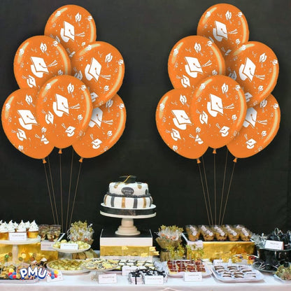 PMU Graduation Balloons | Premium Congrats Grad Balloon with All-Over Print Grad Caps-Confetti and Streamers | Graduation Party Supplies & Decorations | Latex Balloons