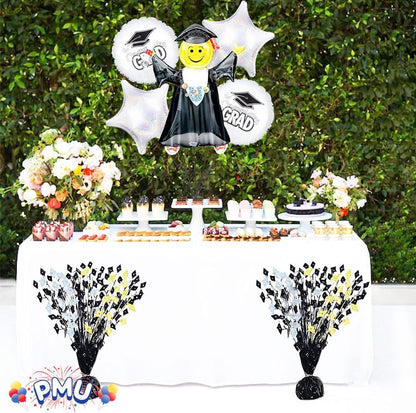 PMU Gradburst Balloon Weight Centerpiece 15 Inch with Die-Cut Metallic