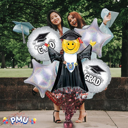 PMU Gradburst Balloon Weight Centerpiece 15 Inch with Die-Cut Metallic