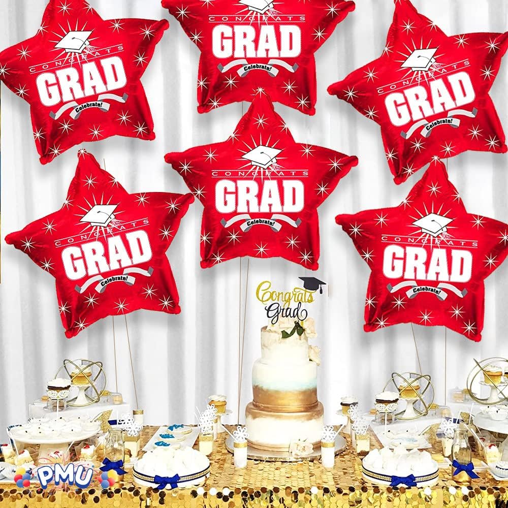 PMU Congrats Grad Cap Balloon, Star 18in Mylar | Graduation Decoration Mylar Balloons | Celebrate Success with Vibrant Graduation Balloons | Balloon Graduation Décor