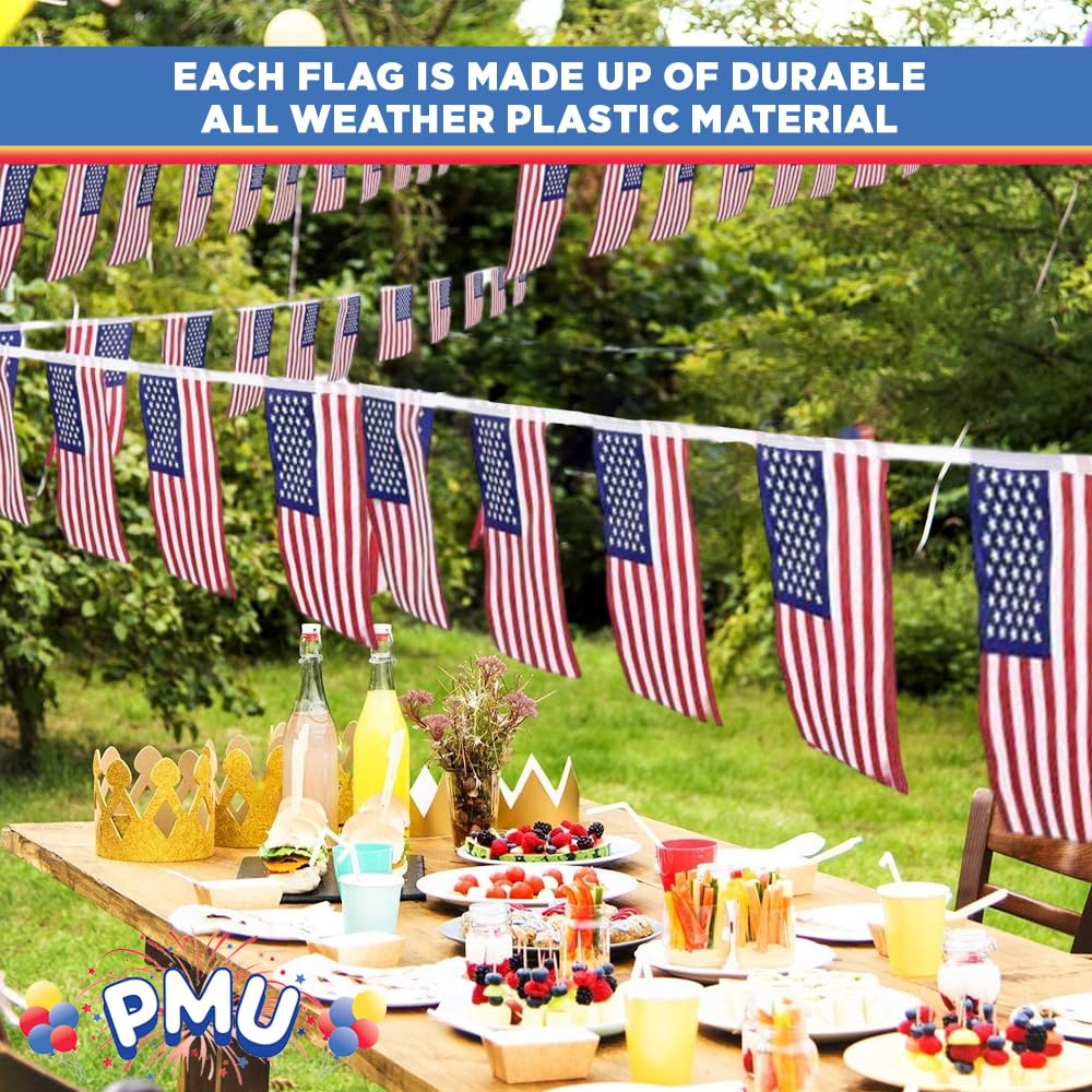 PMU Patriotic Outdoor Pennant Banner Red, White and Blue 17in. X 30ft