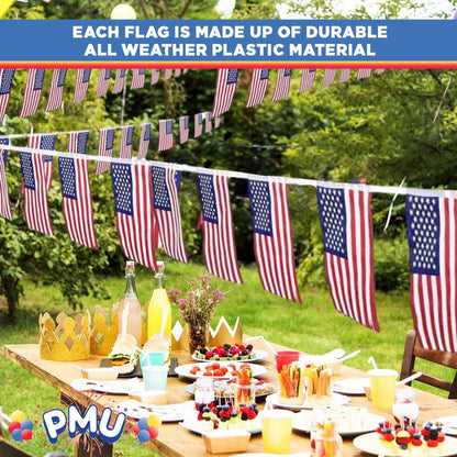 PMU Patriotic Outdoor Pennant Banner Red, White and Blue 17in. X 30ft