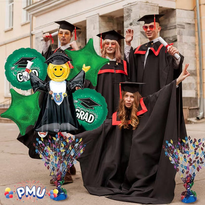 PMU Gradburst Balloon Weight Centerpiece 15 Inch with Die-Cut Metallic