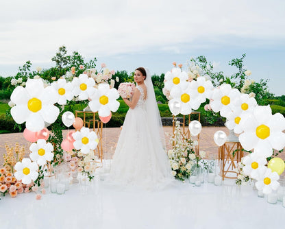 PMU Mylar White Daisy Flower Shaped Mylar Balloon - Party Decorations for Birthday Wedding Baby Shower Party Decorations Supplies
