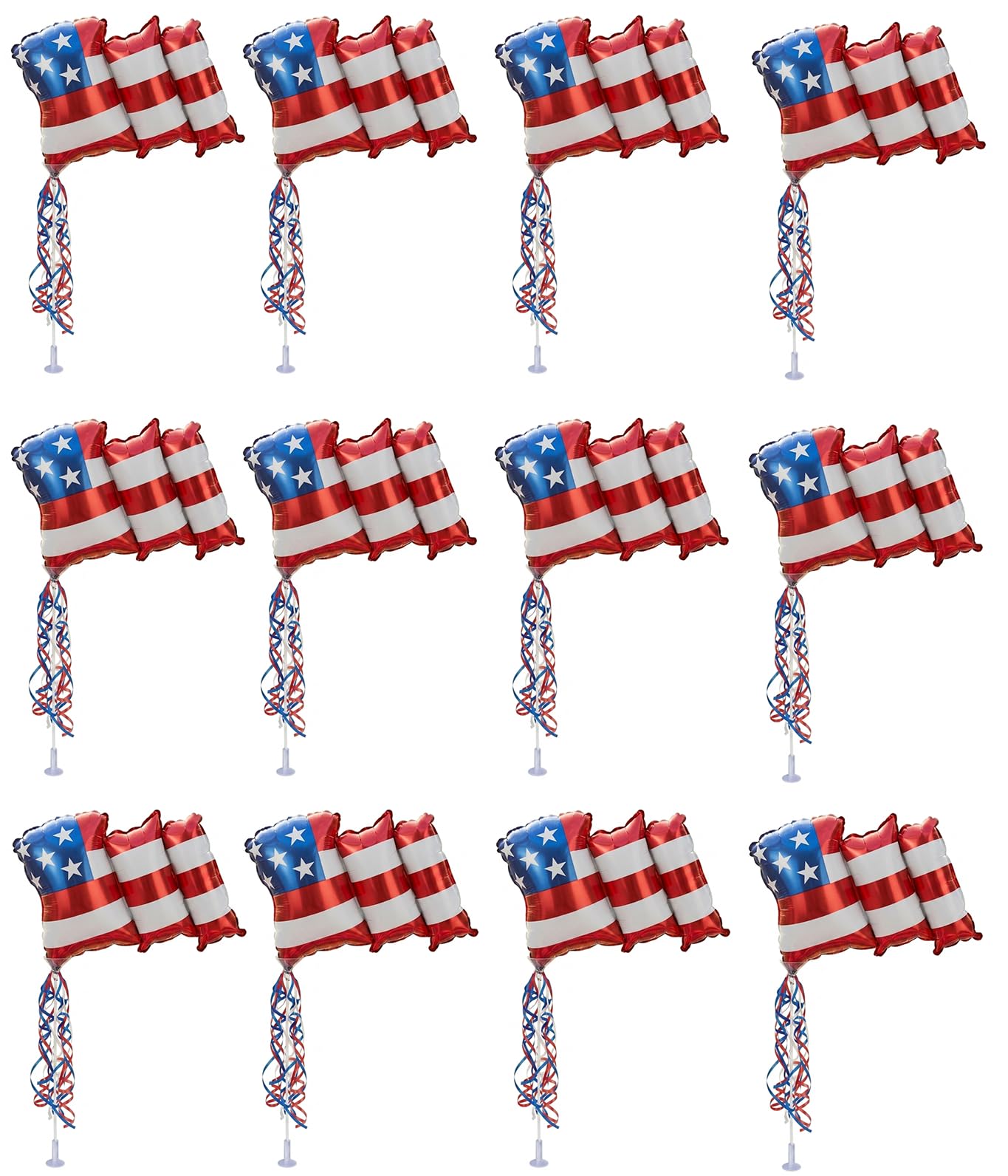 PMU 9 inch Pre-Inflated Emoji and Patriotic Balloons with Stick