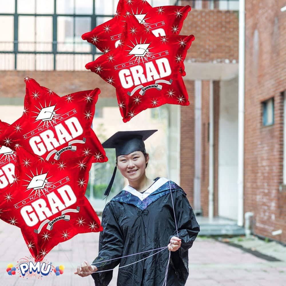 PMU Congrats Grad Cap Balloon, Star 18in Mylar | Graduation Decoration Mylar Balloons | Celebrate Success with Vibrant Graduation Balloons | Balloon Graduation Décor