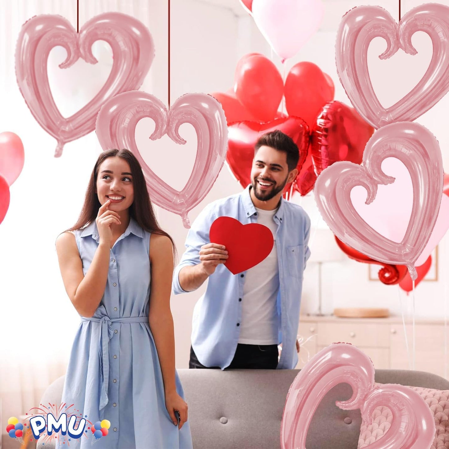 PMU Heart Shaped 24 Inch Open Center Mylar Balloon