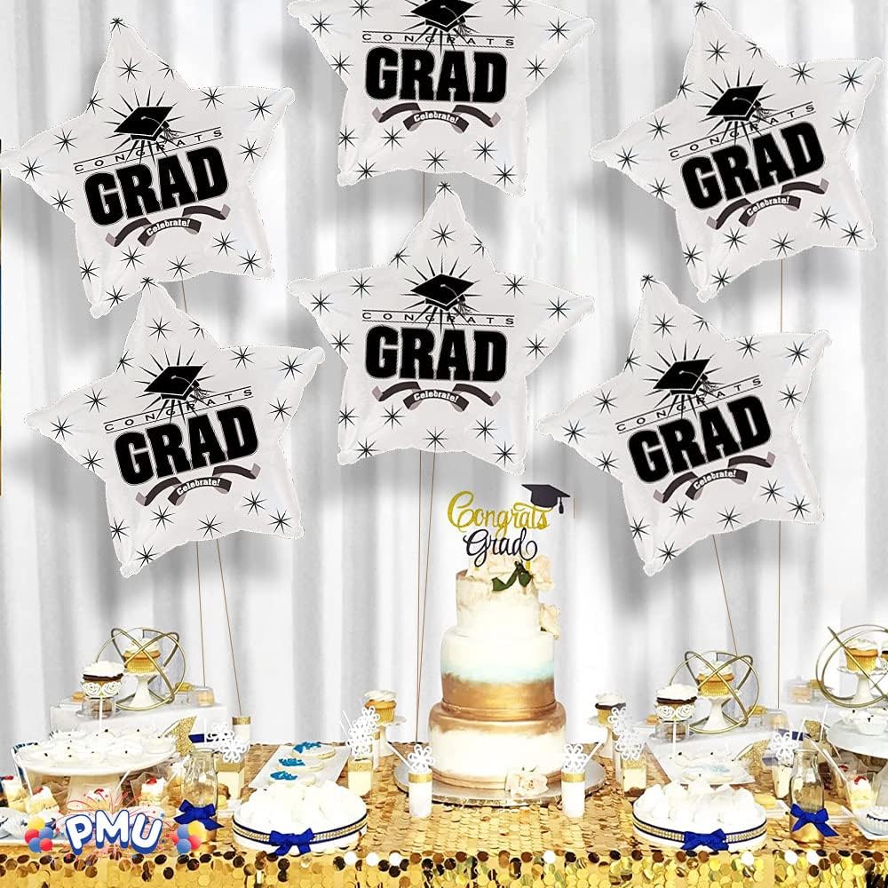 PMU Congrats Grad Cap Balloon, Star 18in Mylar | Graduation Decoration Mylar Balloons | Celebrate Success with Vibrant Graduation Balloons | Balloon Graduation Décor