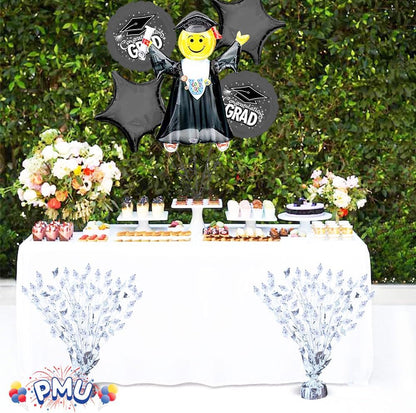 PMU Gradburst Balloon Weight Centerpiece 15 Inch with Die-Cut Metallic