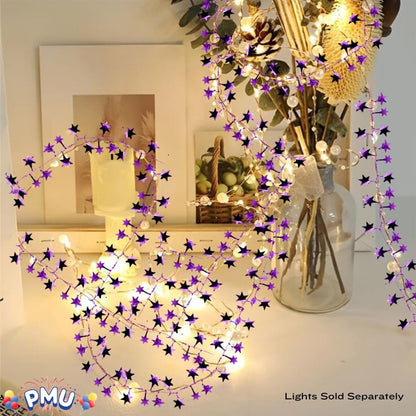 PMU Star Wire Shiny - Garland Halloween, Christmas Party, Wedding, Birthday, Festive Home Decoration Ornament 25ft Tinsel