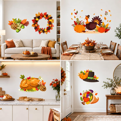 PMU Thanksgiving Wall Stickers, Fall Decals, Harvest Wall Decor