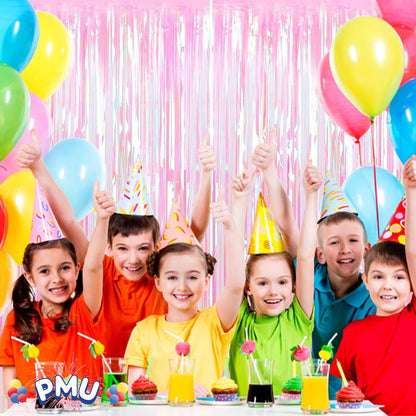 PMU Metallic Fringe Curtains | Metallic Foil Fringe Backdrop Curtains | Fringe Backdrop for Graduation, Birthday Party Decorations, Baby Shower, Disco Party |3ft x 8ft