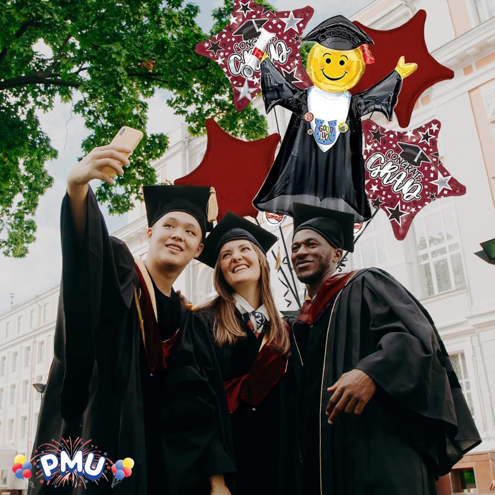 PMU Graduation Jumping Smiley Grad Balloon Bouquet (5/Pkg) Pkg/1