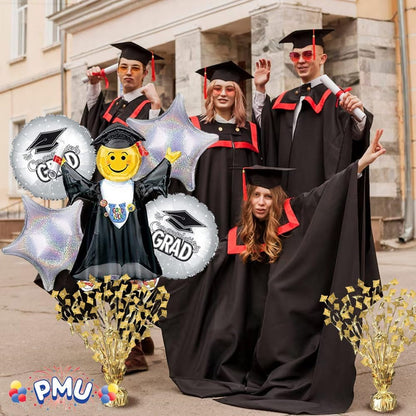 PMU Gradburst Balloon Weight Centerpiece 15 Inch with Die-Cut Metallic