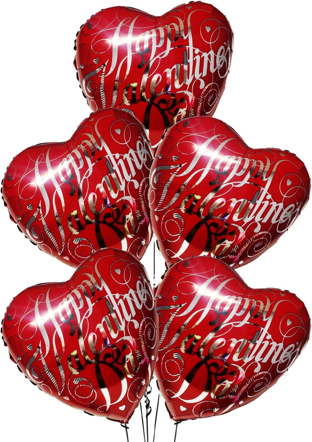 PMU Heart Shaped Happy Valentine's Day Balloons 18-Inch Mylar Idea Gift for Him or Her & Valentine Party Decorations