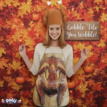 PMU Thanksgiving Roasted Turkey Hat and Turkey Apron Set Party Decorations and Costume Accessories (2/Pkg) Pkg/1